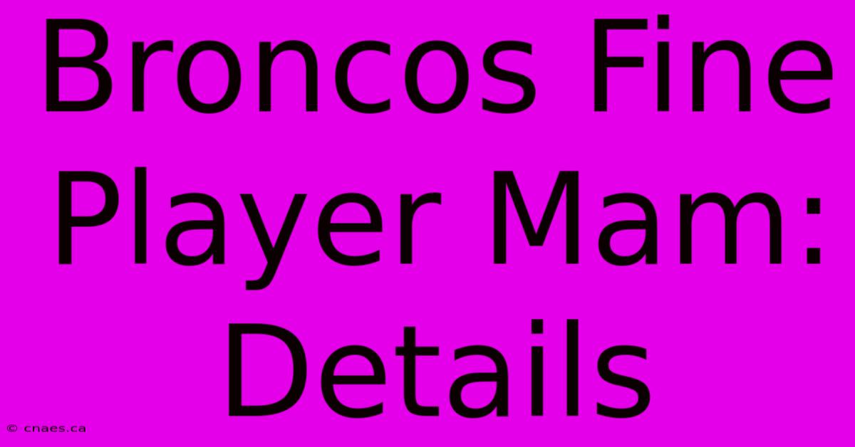 Broncos Fine Player Mam: Details