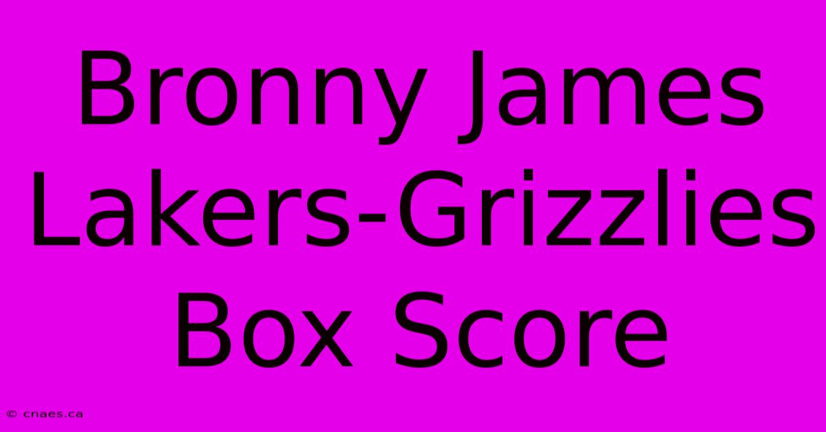 Bronny James Lakers-Grizzlies Box Score