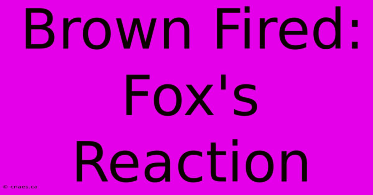 Brown Fired: Fox's Reaction