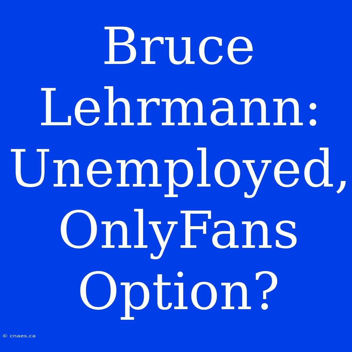 Bruce Lehrmann: Unemployed, OnlyFans Option?