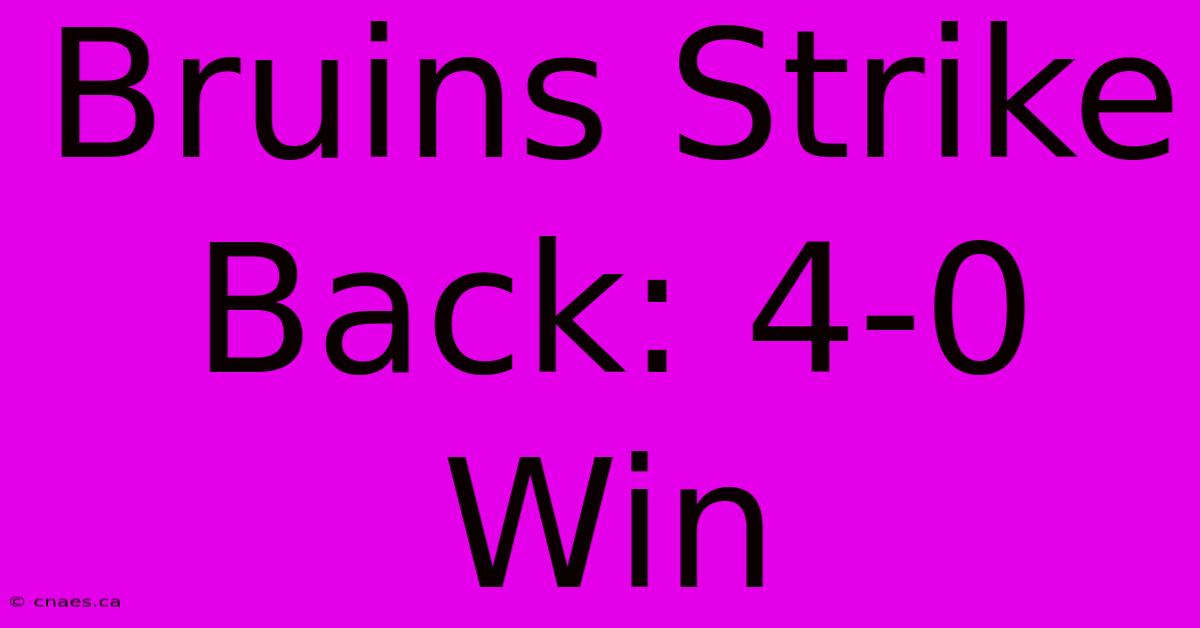 Bruins Strike Back: 4-0 Win