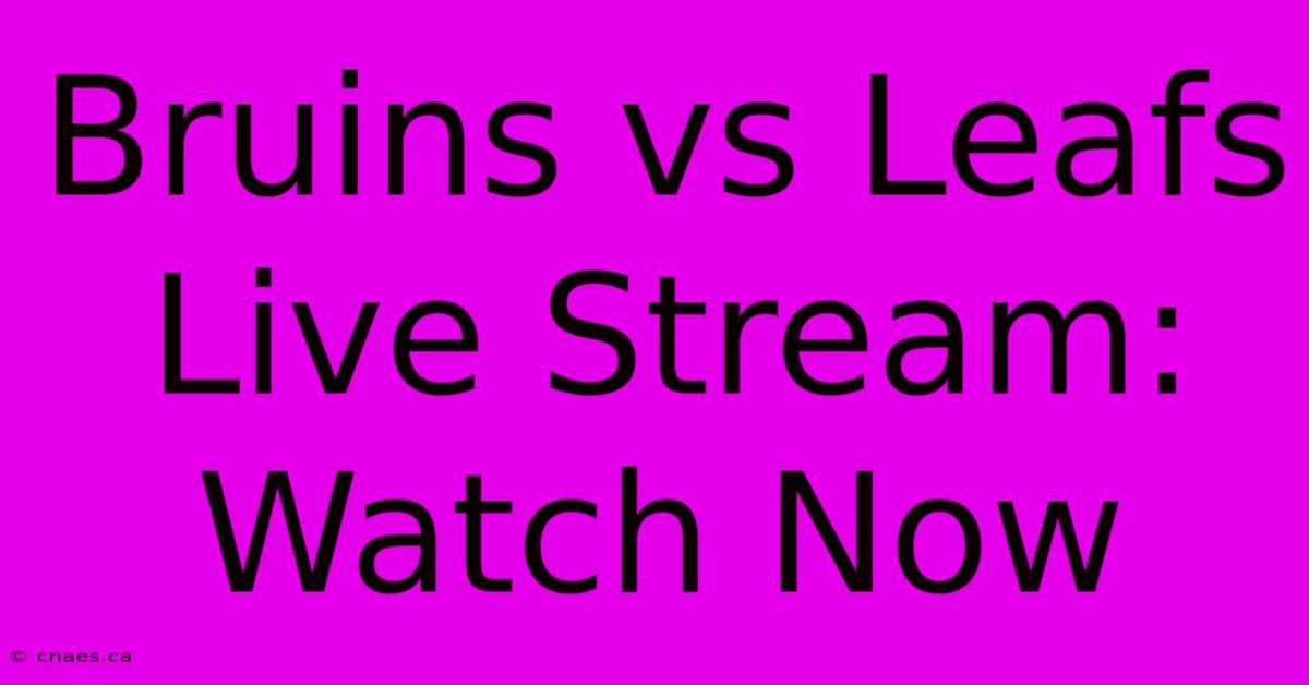 Bruins Vs Leafs Live Stream: Watch Now