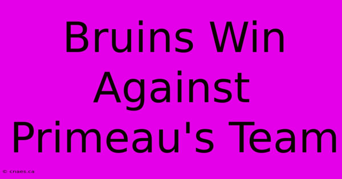 Bruins Win Against Primeau's Team