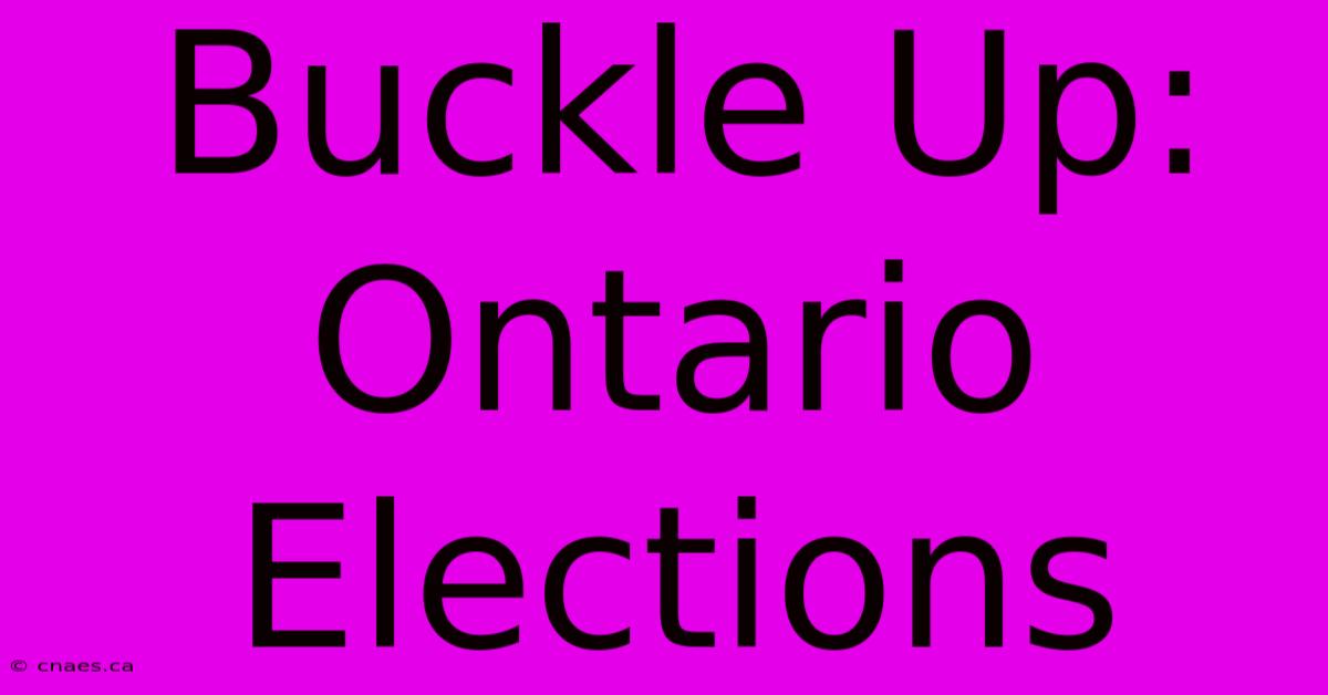 Buckle Up: Ontario Elections