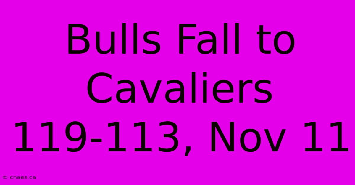 Bulls Fall To Cavaliers 119-113, Nov 11