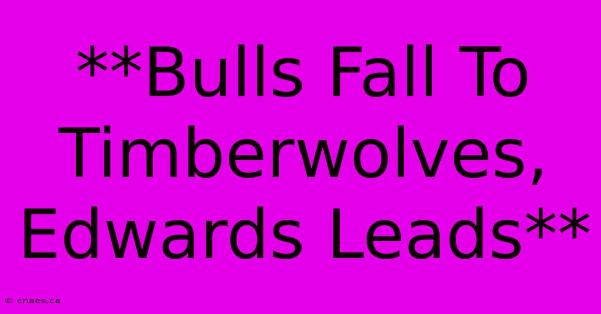 **Bulls Fall To Timberwolves, Edwards Leads**