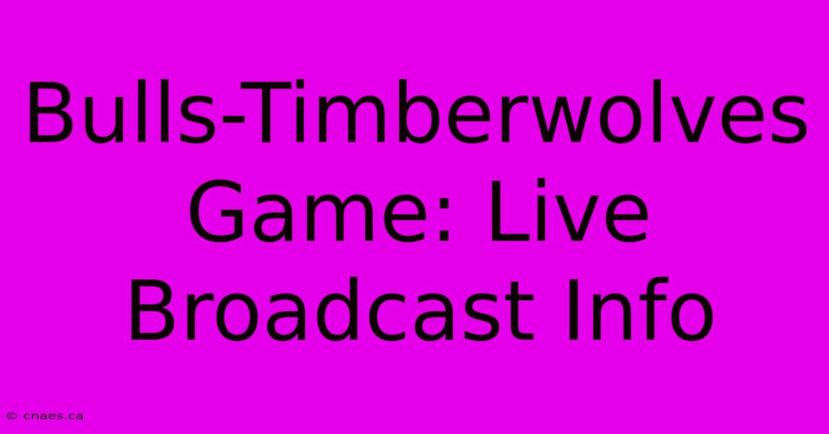 Bulls-Timberwolves Game: Live Broadcast Info