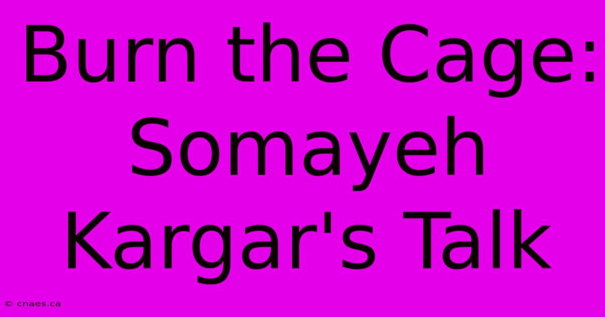 Burn The Cage: Somayeh Kargar's Talk