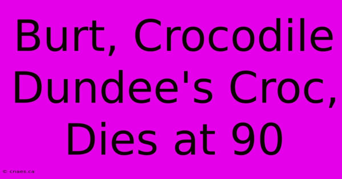 Burt, Crocodile Dundee's Croc, Dies At 90