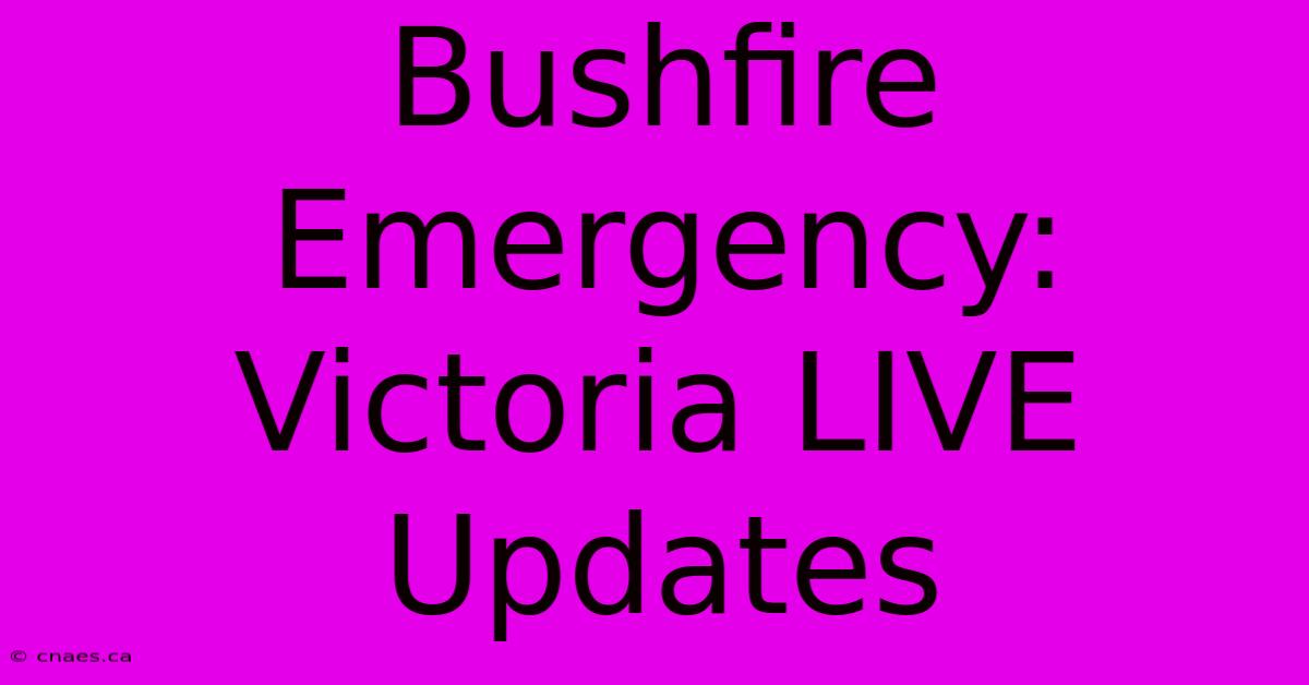 Bushfire Emergency: Victoria LIVE Updates