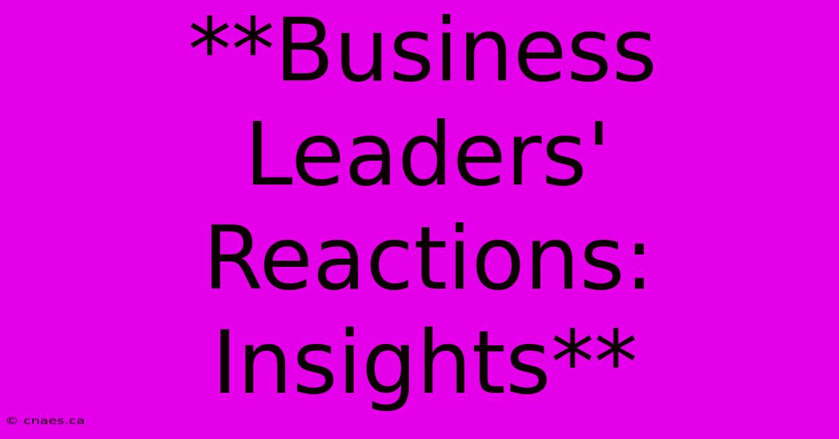 **Business Leaders' Reactions: Insights**