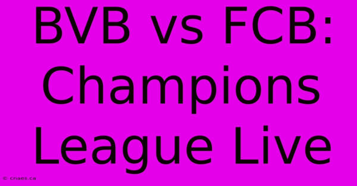 BVB Vs FCB: Champions League Live