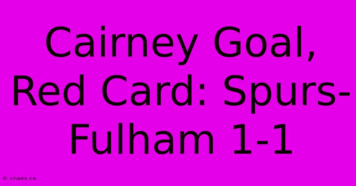 Cairney Goal, Red Card: Spurs-Fulham 1-1