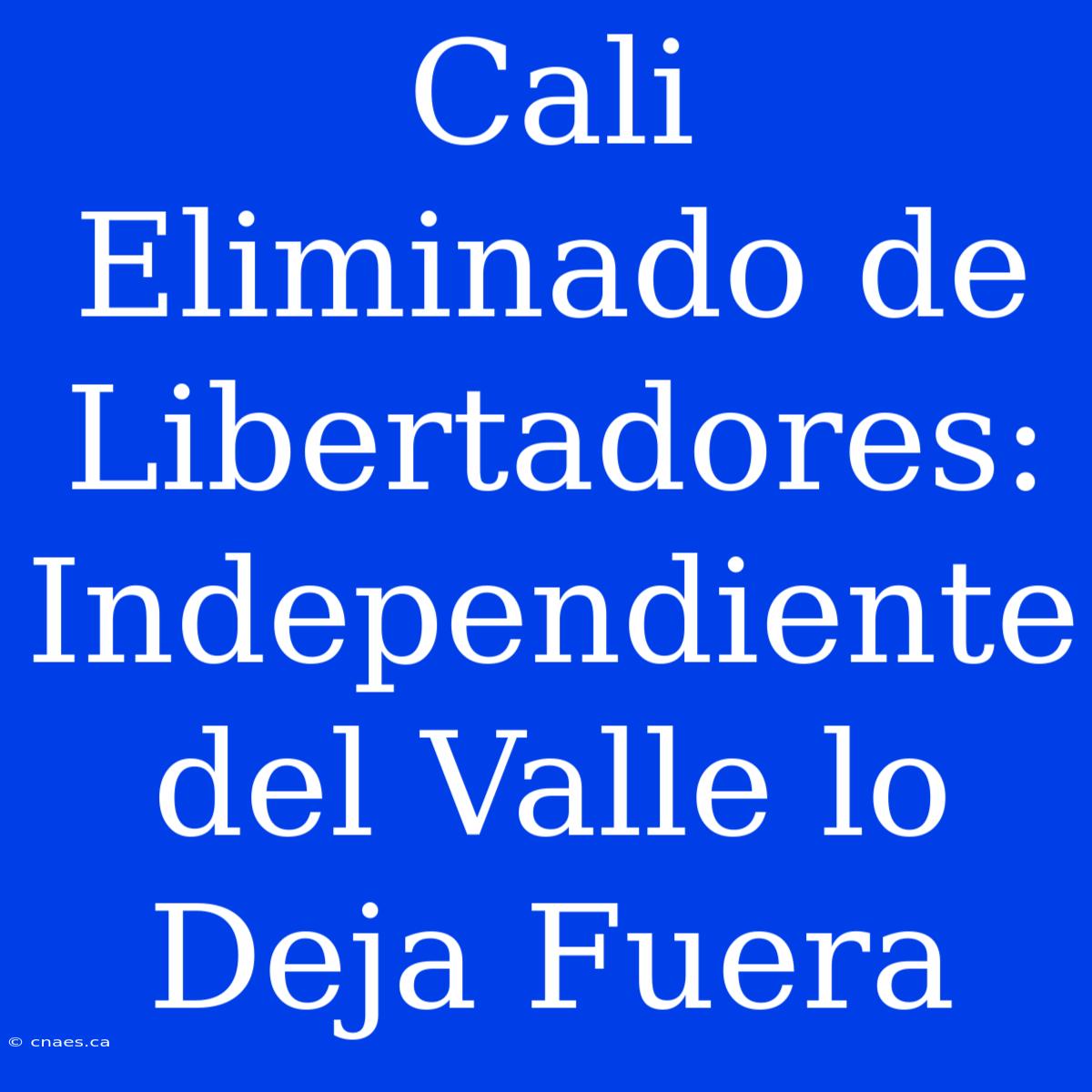 Cali Eliminado De Libertadores: Independiente Del Valle Lo Deja Fuera