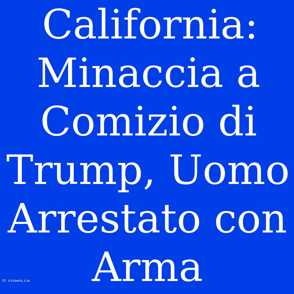 California: Minaccia A Comizio Di Trump, Uomo Arrestato Con Arma