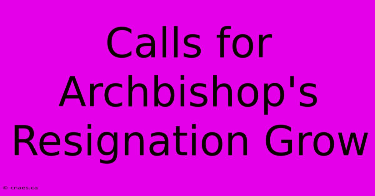 Calls For Archbishop's Resignation Grow 