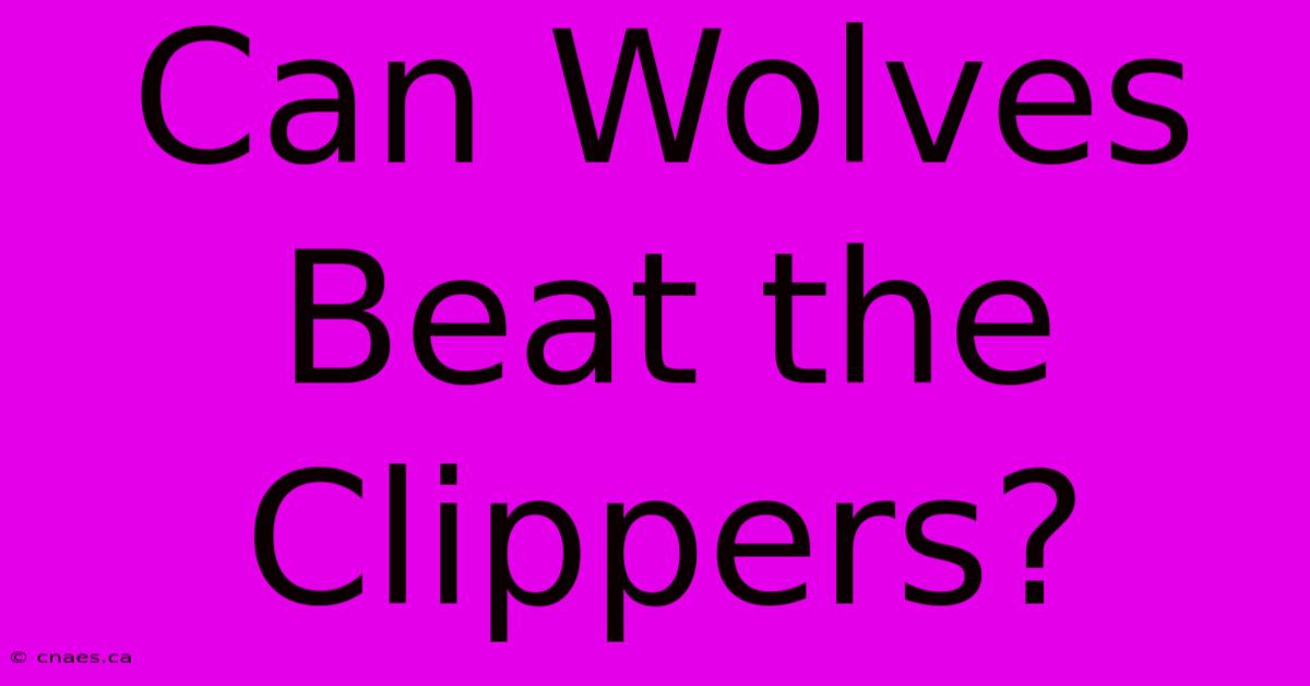 Can Wolves Beat The Clippers?