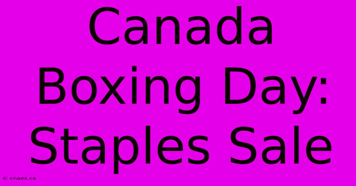 Canada Boxing Day: Staples Sale