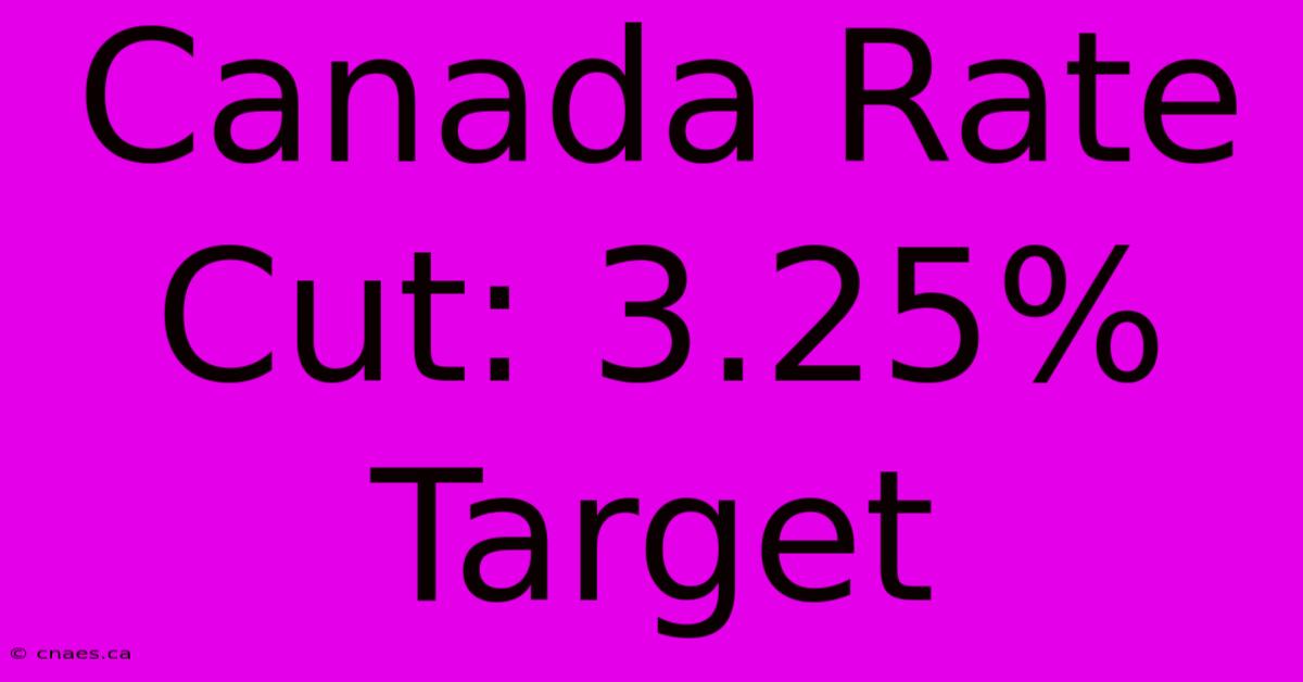 Canada Rate Cut: 3.25% Target