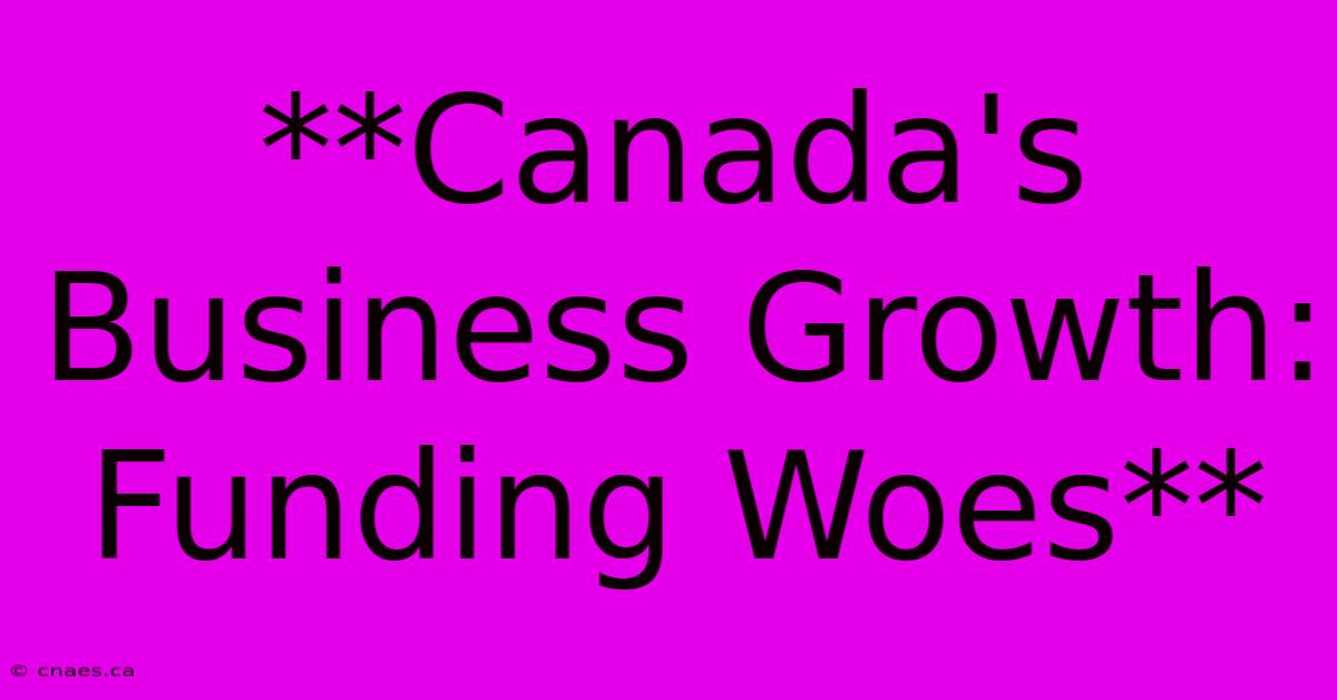 **Canada's Business Growth: Funding Woes**