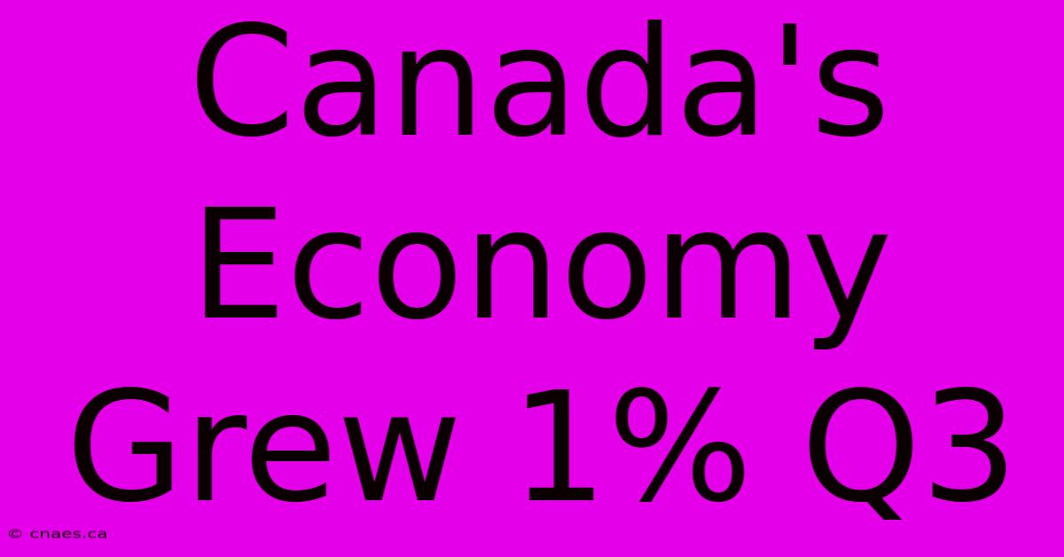 Canada's Economy Grew 1% Q3