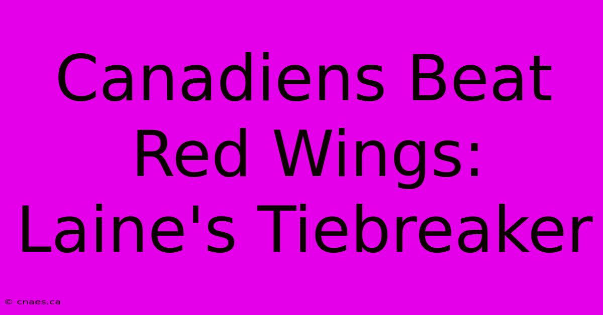 Canadiens Beat Red Wings: Laine's Tiebreaker