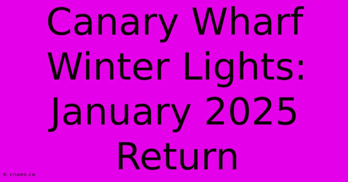 Canary Wharf Winter Lights: January 2025 Return