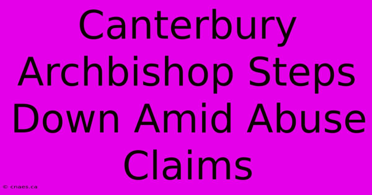 Canterbury Archbishop Steps Down Amid Abuse Claims