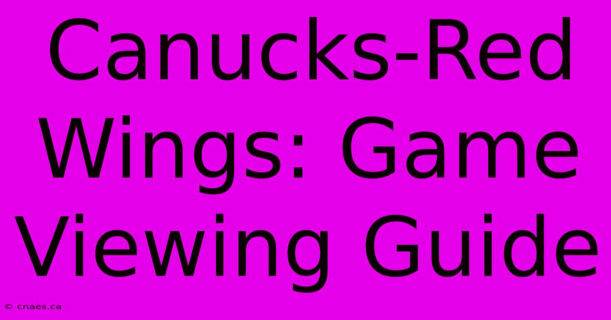 Canucks-Red Wings: Game Viewing Guide