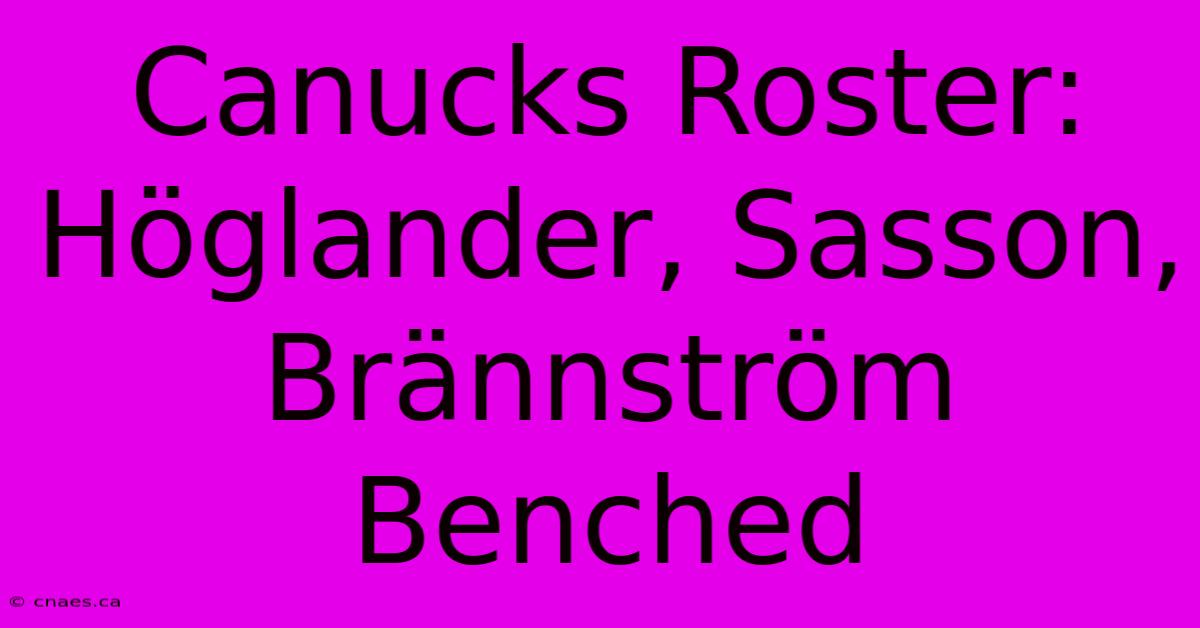 Canucks Roster:  Höglander, Sasson, Brännström  Benched