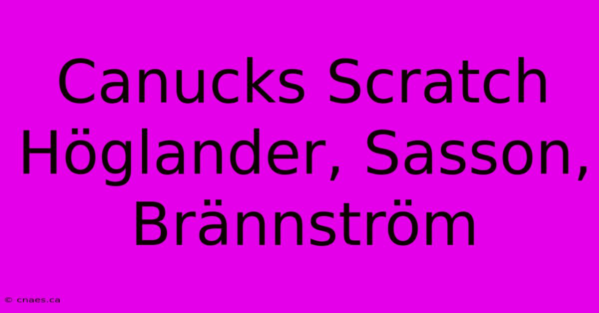 Canucks Scratch Höglander, Sasson, Brännström