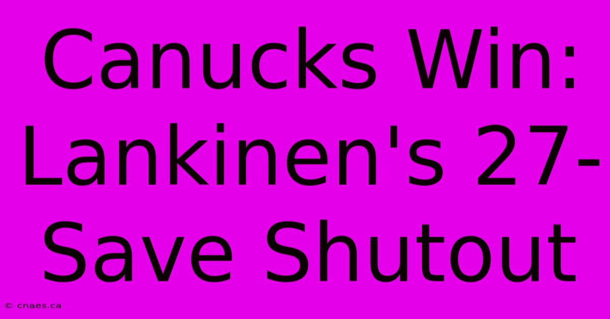 Canucks Win: Lankinen's 27-Save Shutout