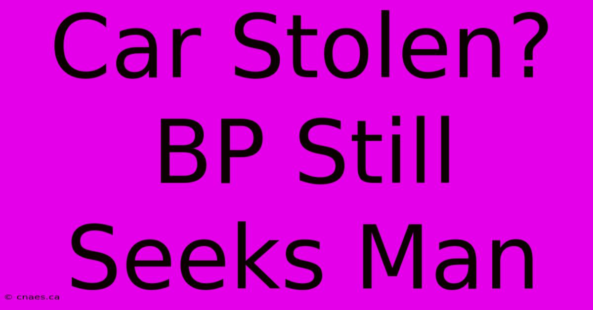 Car Stolen? BP Still Seeks Man