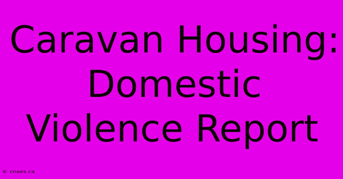 Caravan Housing: Domestic Violence Report