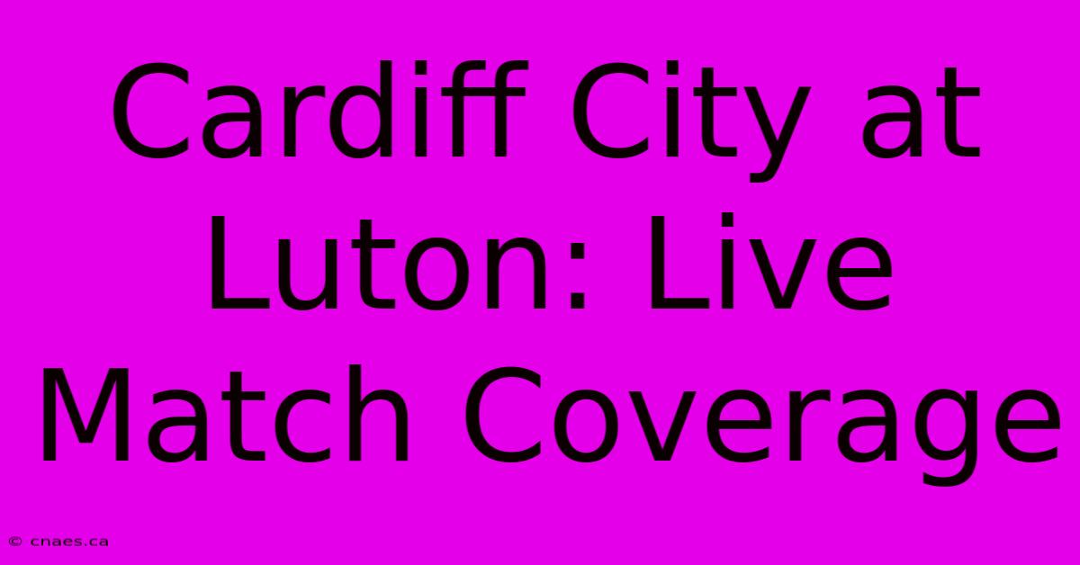 Cardiff City At Luton: Live Match Coverage