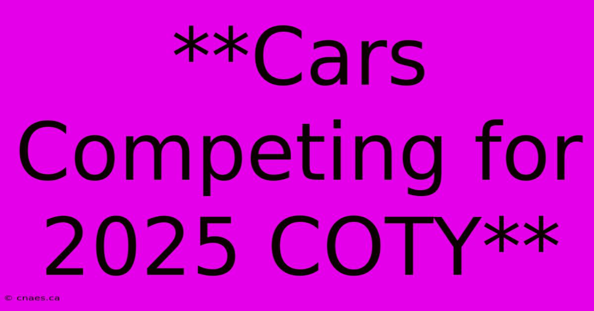 **Cars Competing For 2025 COTY**