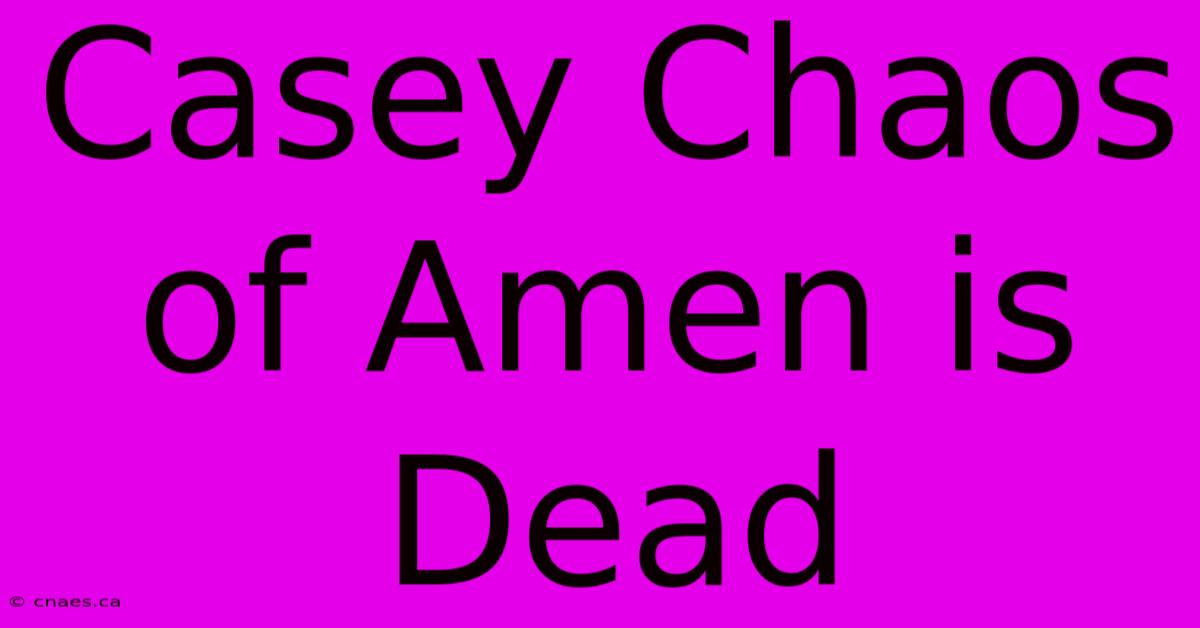 Casey Chaos Of Amen Is Dead