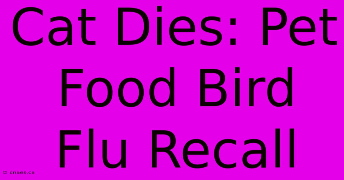 Cat Dies: Pet Food Bird Flu Recall