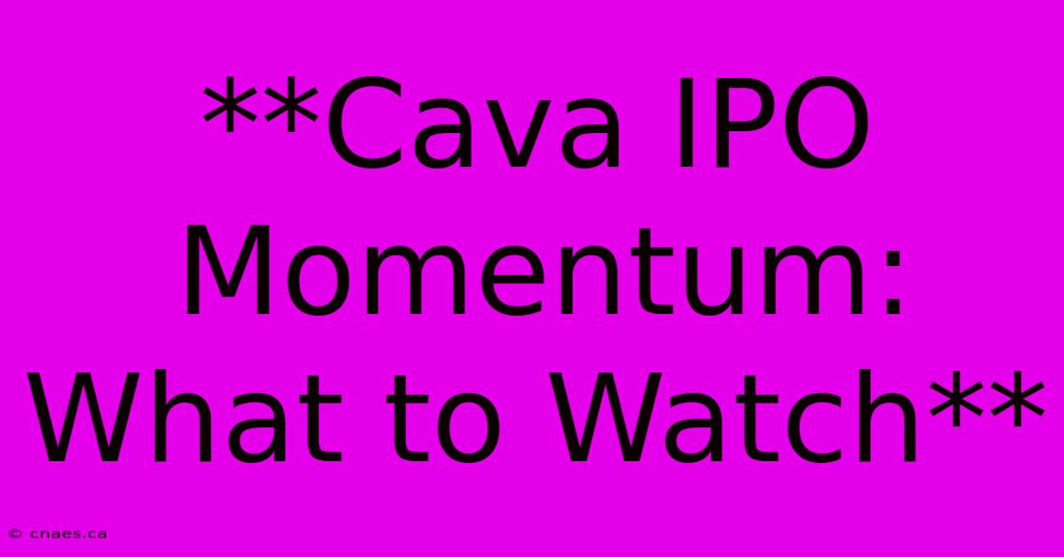 **Cava IPO Momentum:  What To Watch**