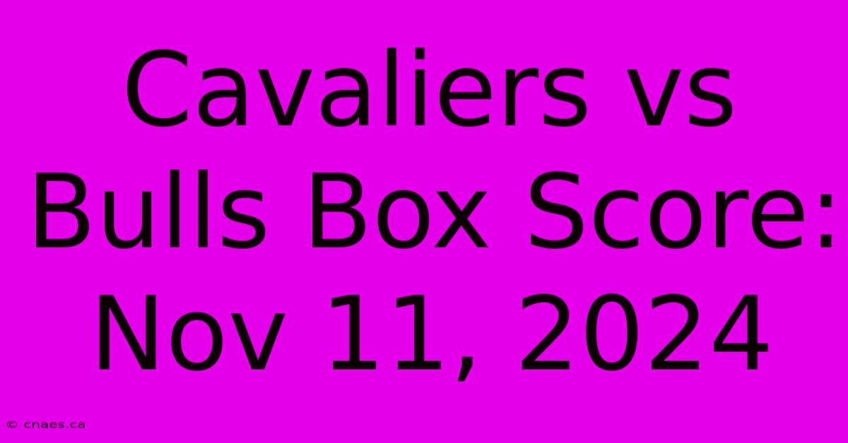 Cavaliers Vs Bulls Box Score: Nov 11, 2024