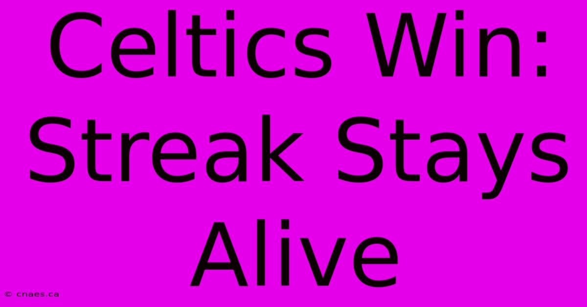 Celtics Win: Streak Stays Alive