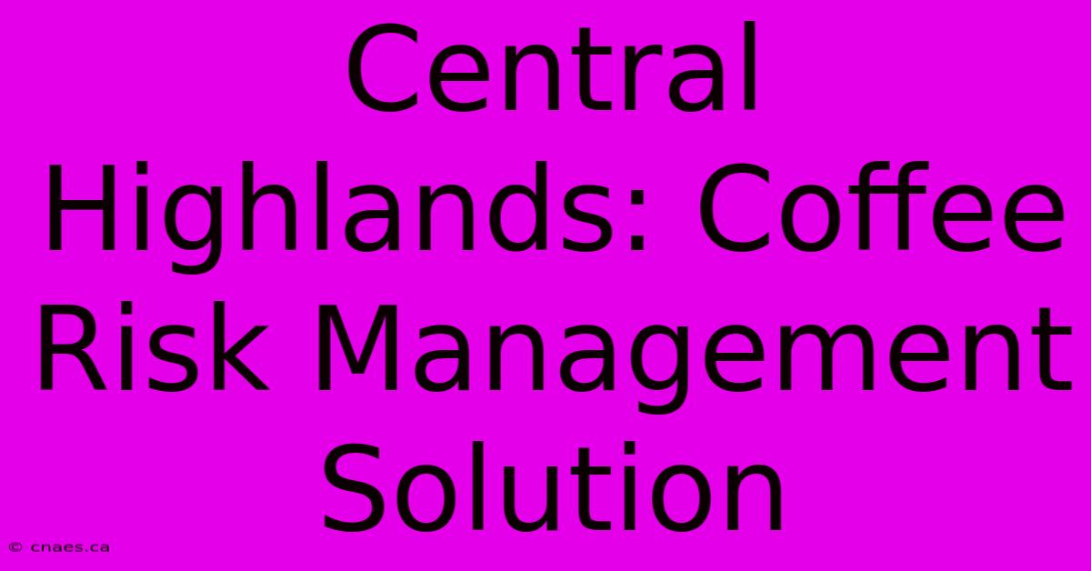 Central Highlands: Coffee Risk Management Solution