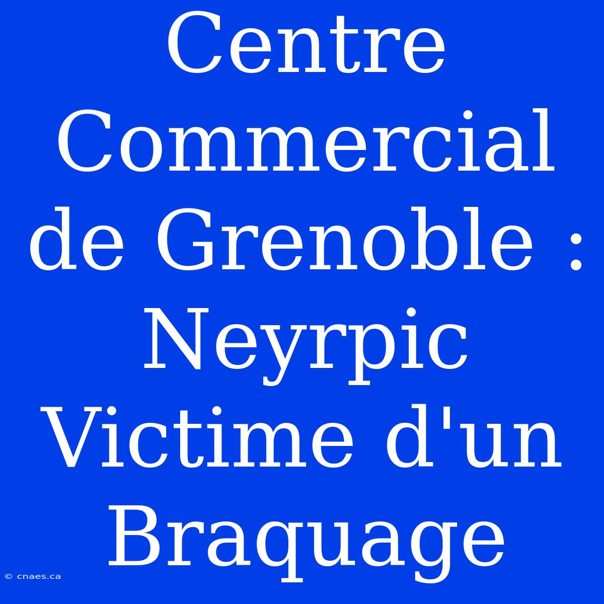 Centre Commercial De Grenoble : Neyrpic Victime D'un Braquage