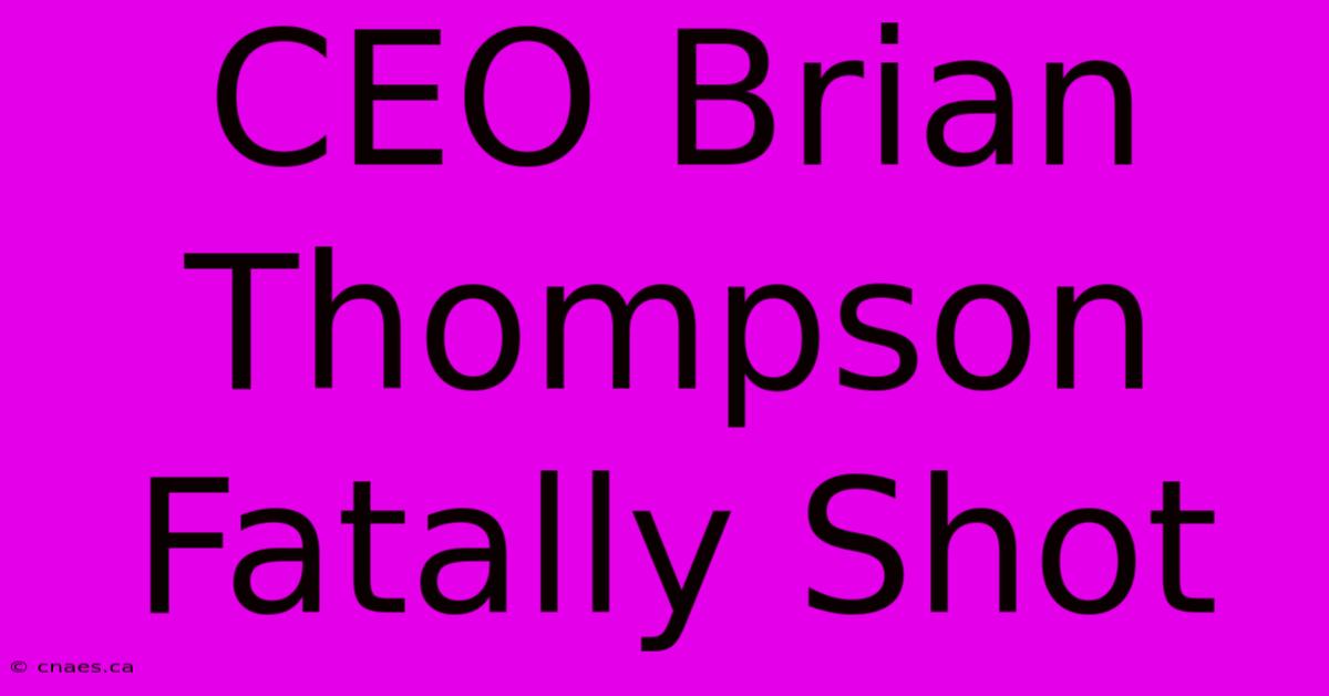 CEO Brian Thompson Fatally Shot