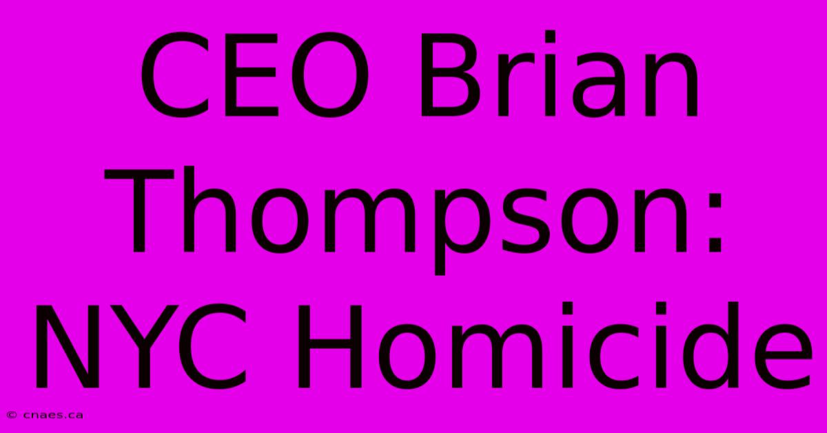 CEO Brian Thompson: NYC Homicide