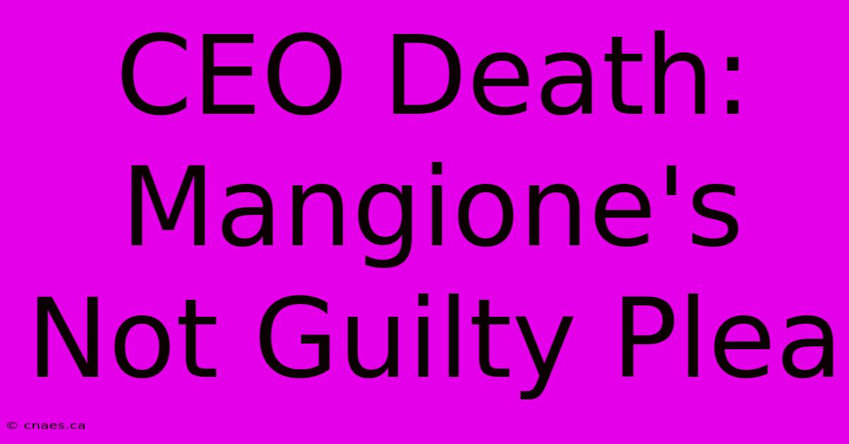 CEO Death: Mangione's Not Guilty Plea