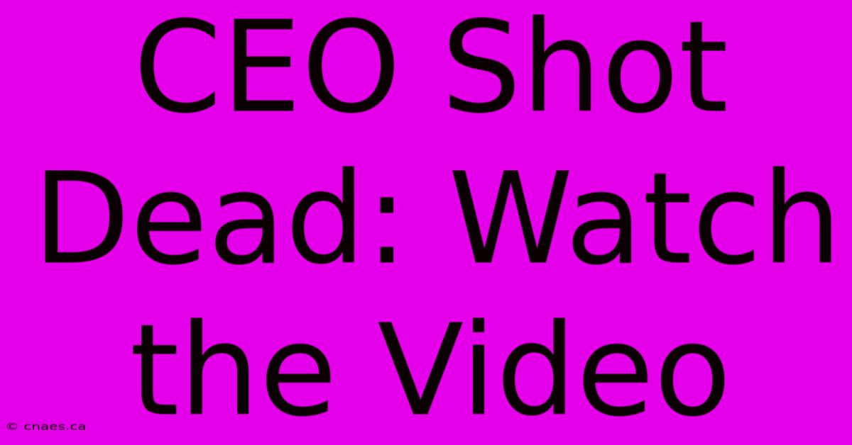 CEO Shot Dead: Watch The Video