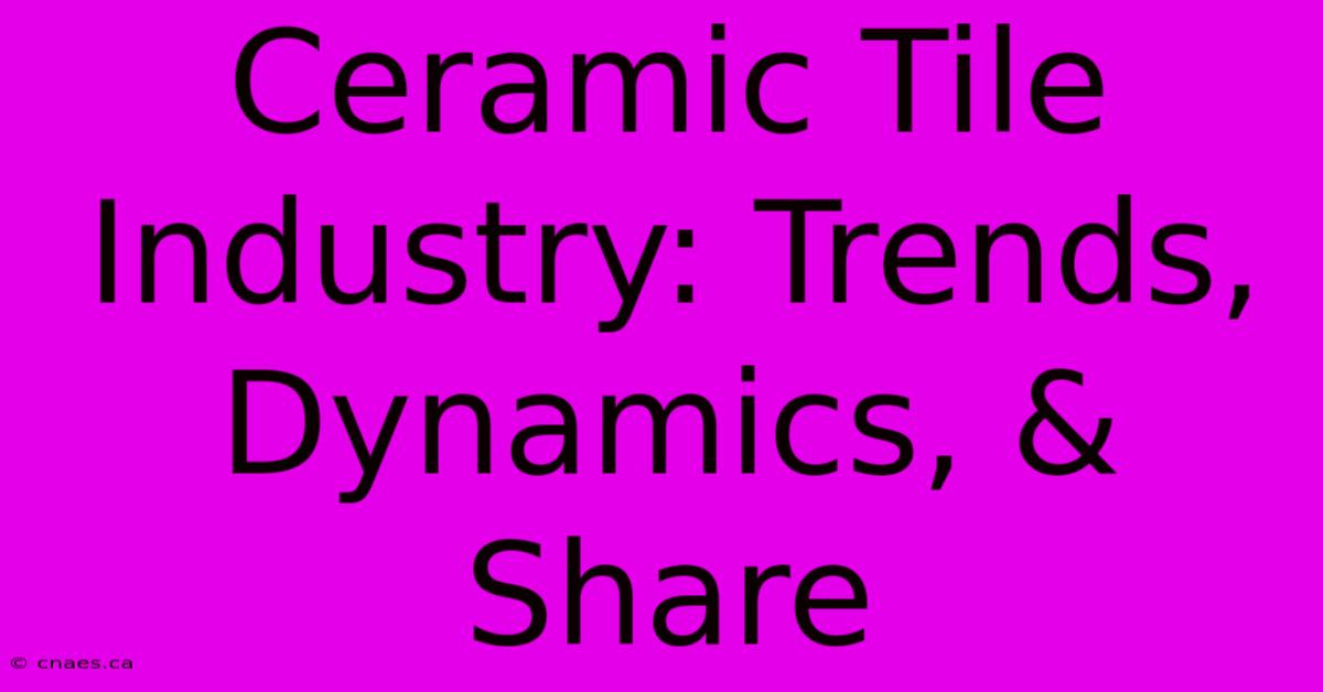 Ceramic Tile Industry: Trends, Dynamics, & Share