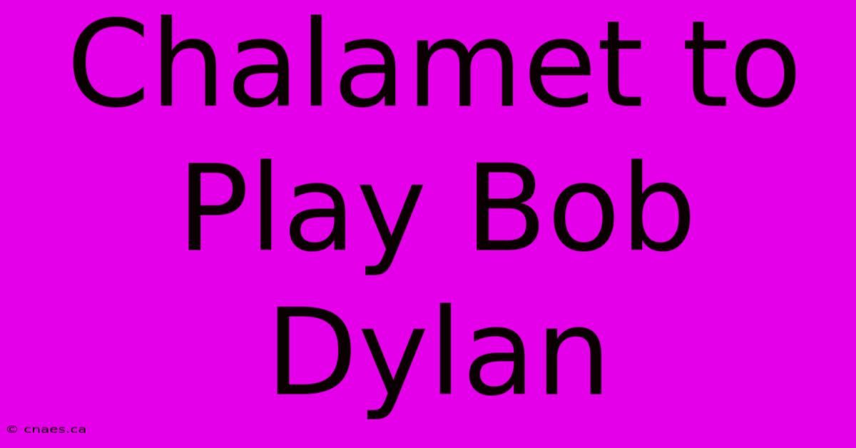 Chalamet To Play Bob Dylan