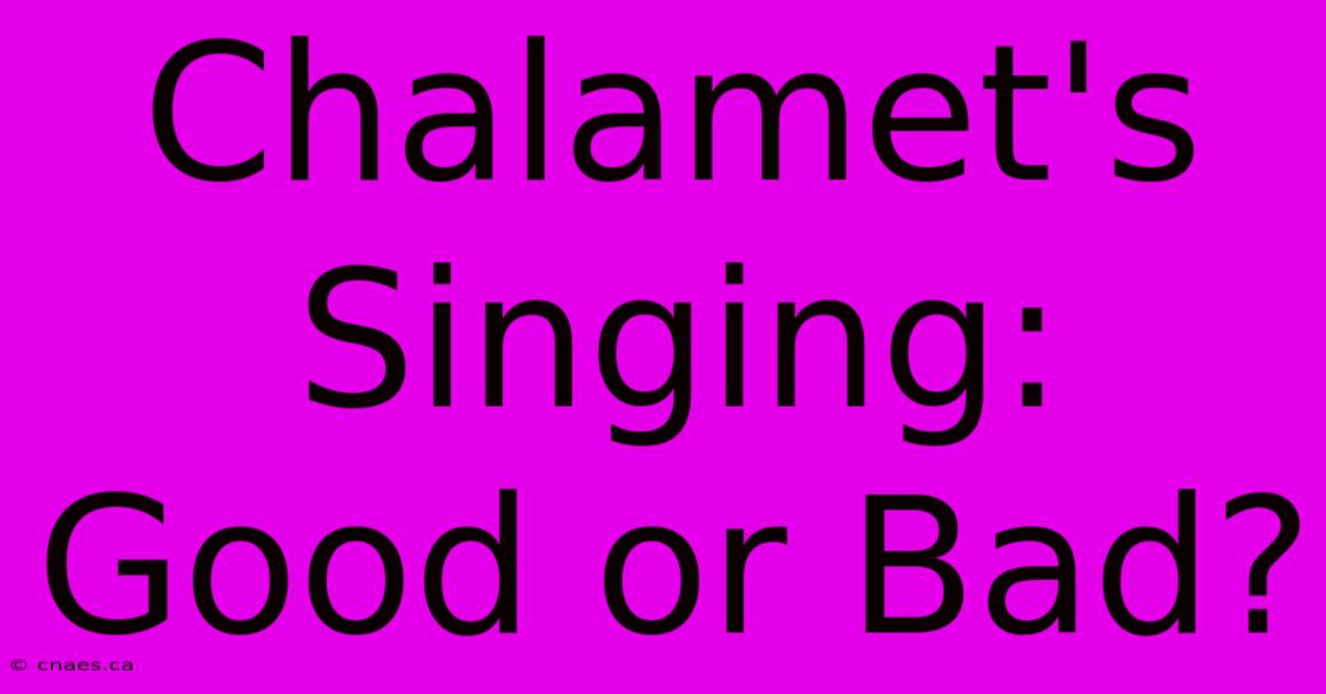 Chalamet's Singing: Good Or Bad?